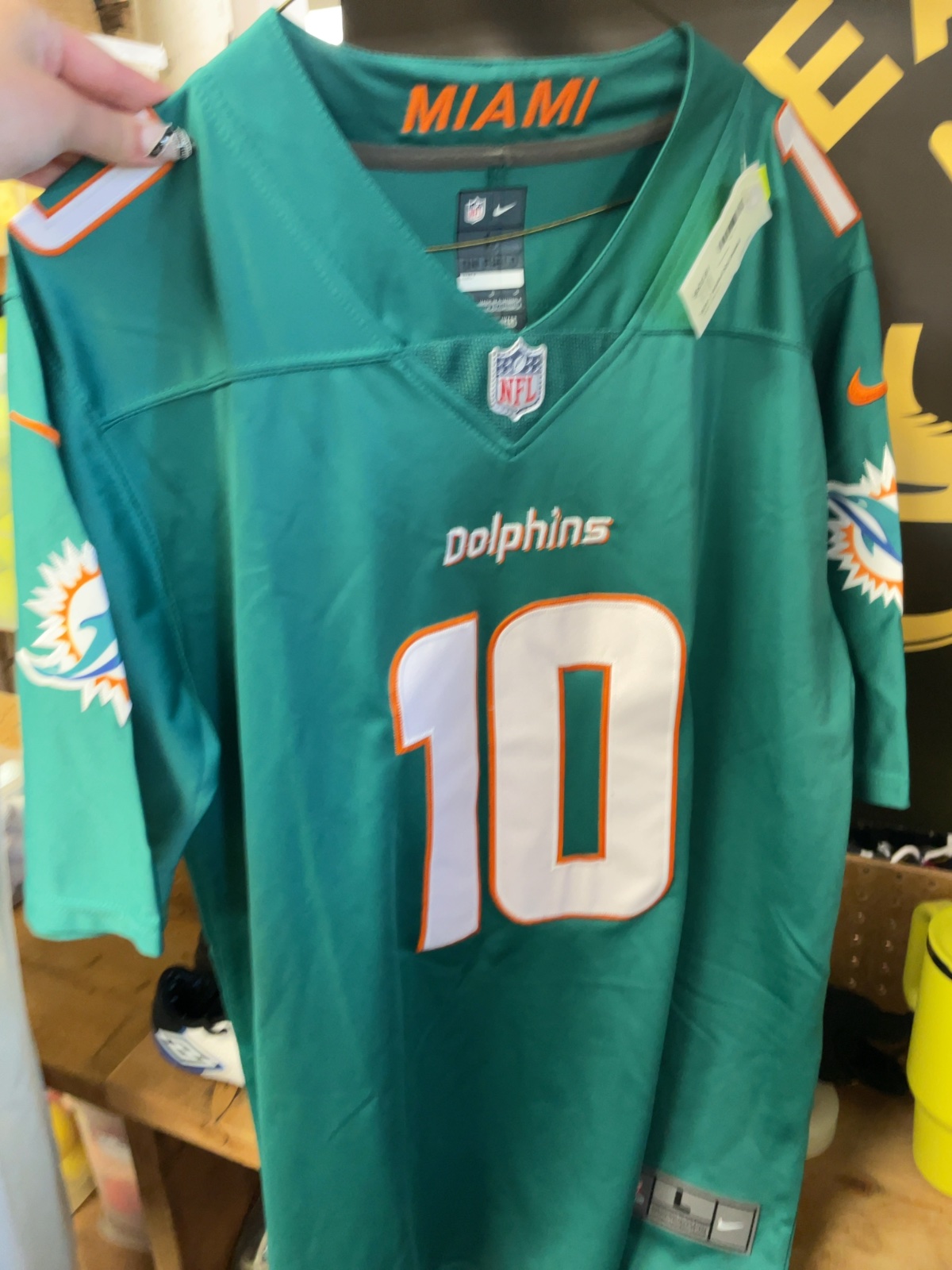 Nike Miami Dolphins On Field Jersey Size L Green/Orange
