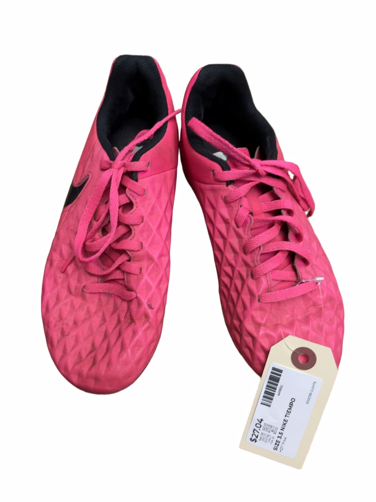 Nike Tiempo Size 3.5 Hot Pink Soccer Cleats - image 1