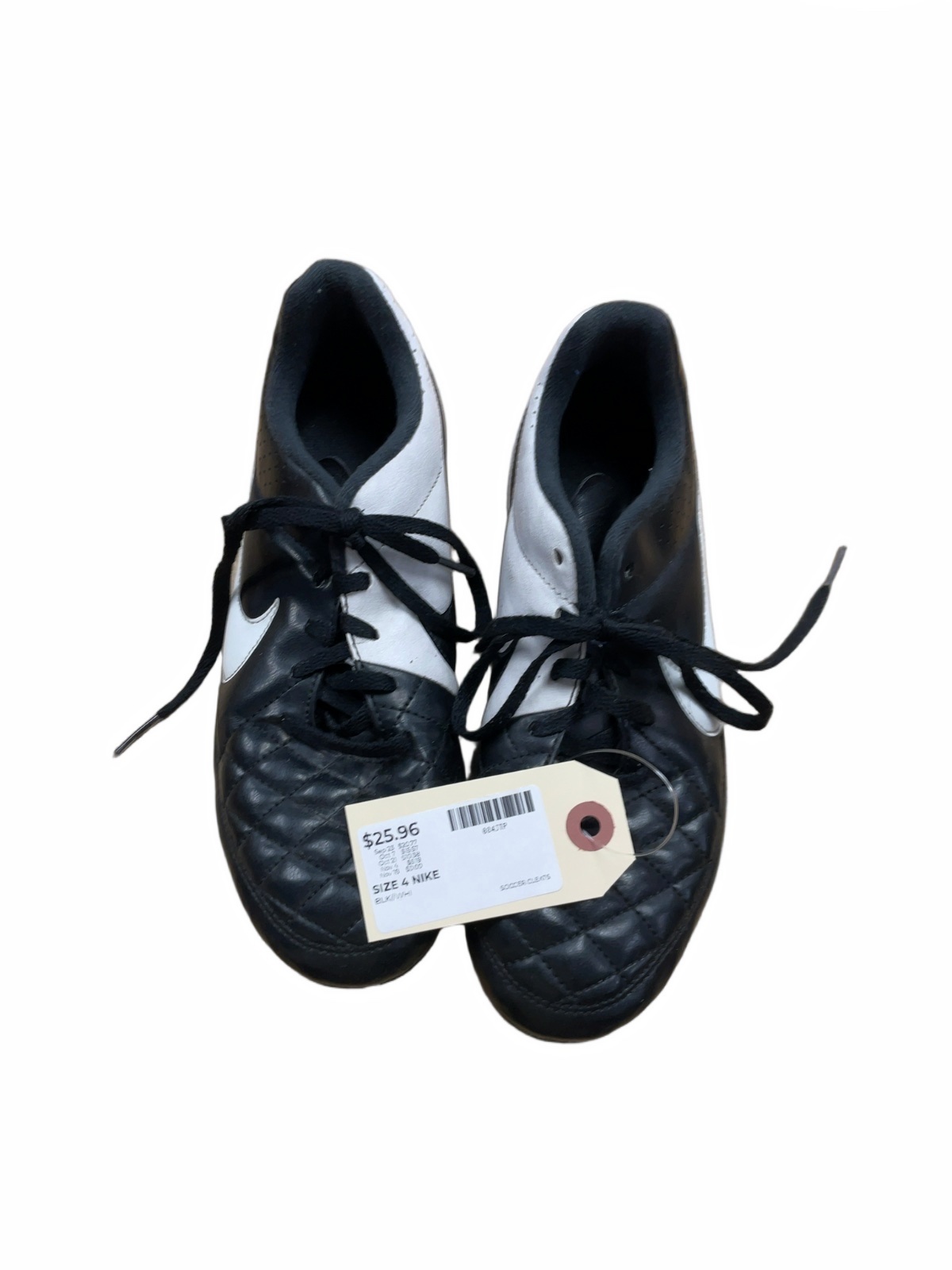 Nike Tiempo Size 4 Soccer Cleats Black/White - image 1