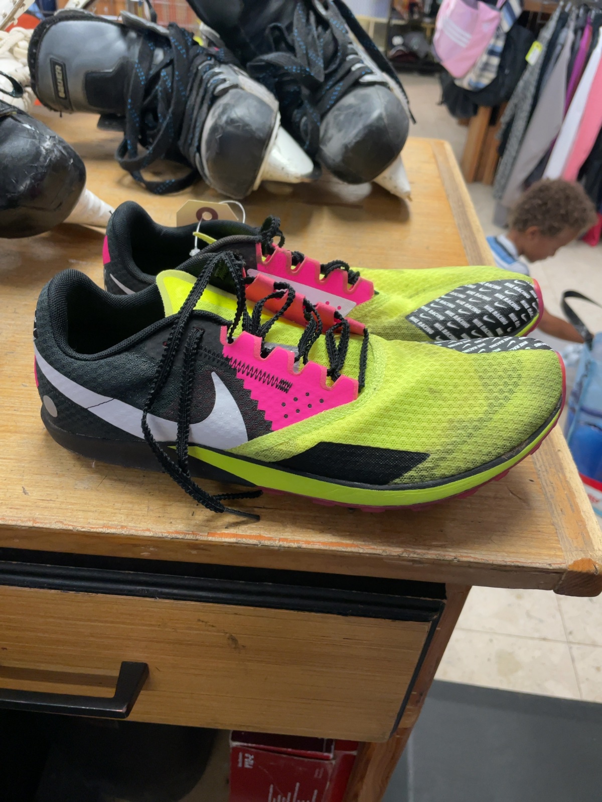Nike Track Spikes Size 10 Yellow/Pink/Black