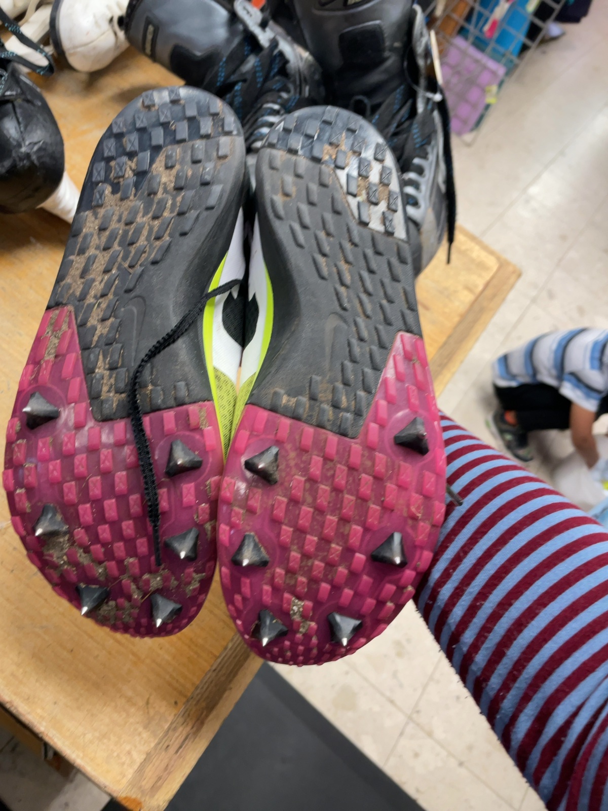 Nike Track Spikes Size 10 Yellow/Pink/Black