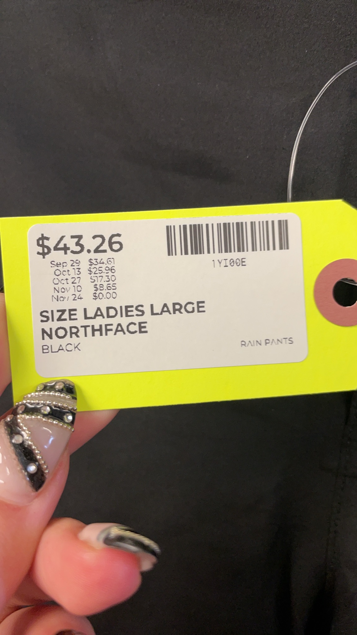 North Face Gore-Tex Rain Pants Ladies Large Black