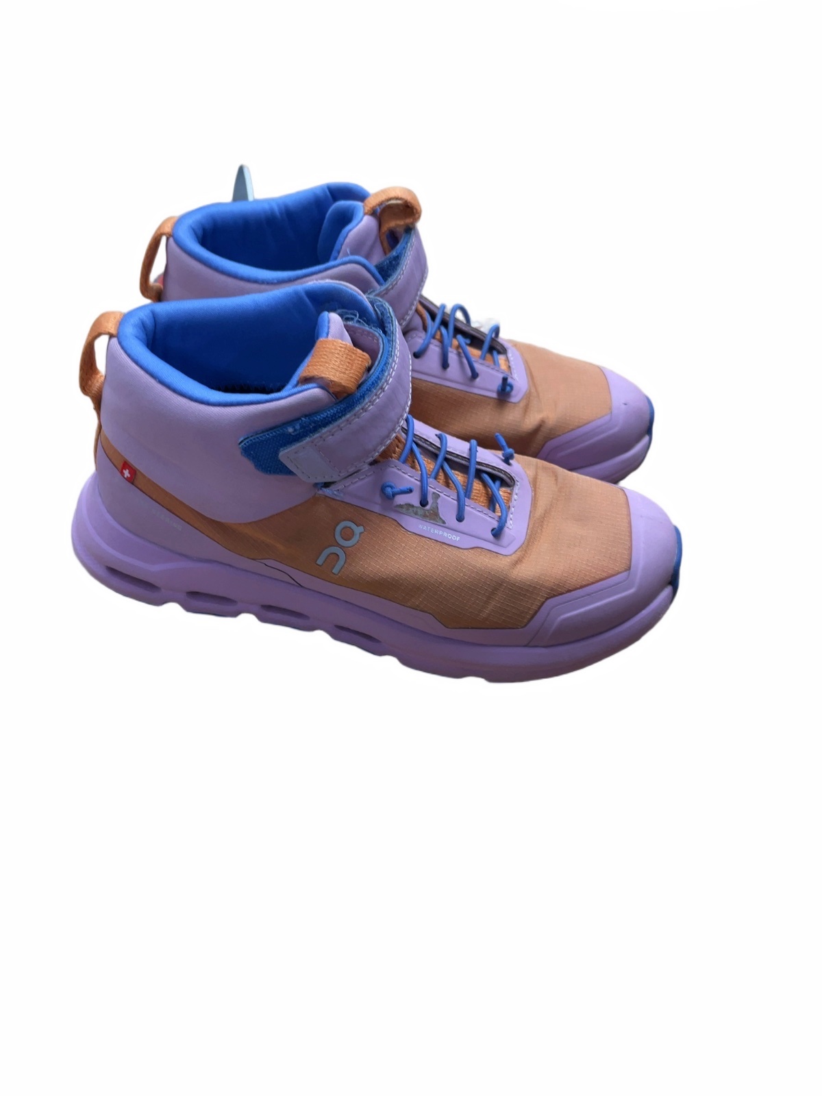 On Cloudrock Waterproof Size 2 Purple/Orange Hiking Boots - image 1
