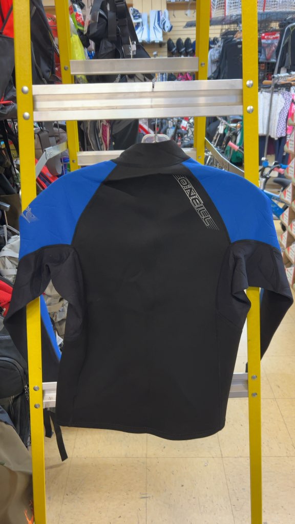 O'Neill Wetsuit Top Front Zip Long Sleeve Black/Blue Good Condition