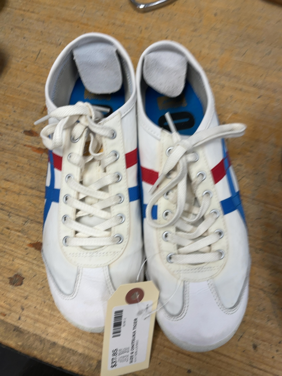 Onitsuka Tiger Mexico 66 Size 6 White/Blue/Red Sneakers