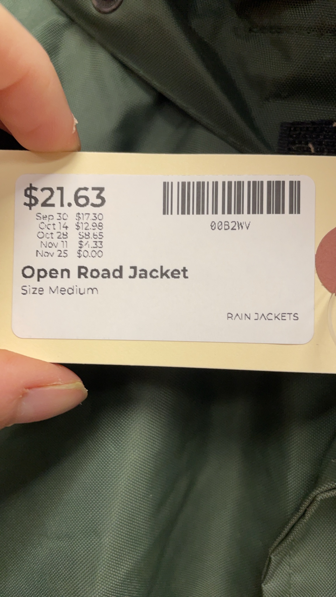 Open Road Ripstop 210D Size M Rain Jacket