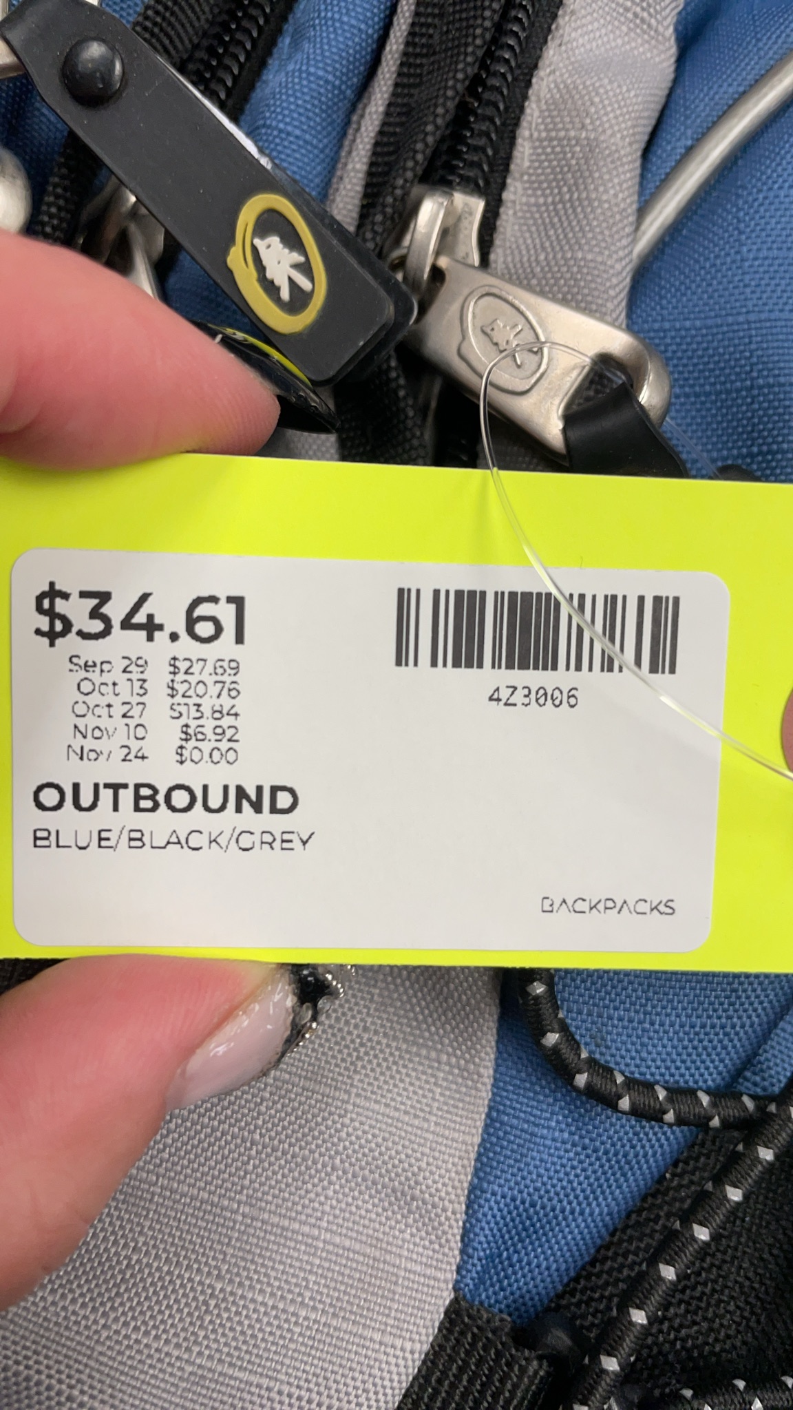 Outbound Blue/Black/Grey Backpack