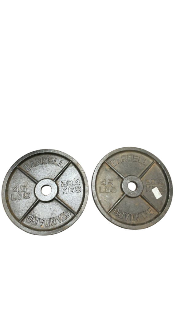 Pair of 45lb Standard Barbell Cast Iron Weight Plates - image 1