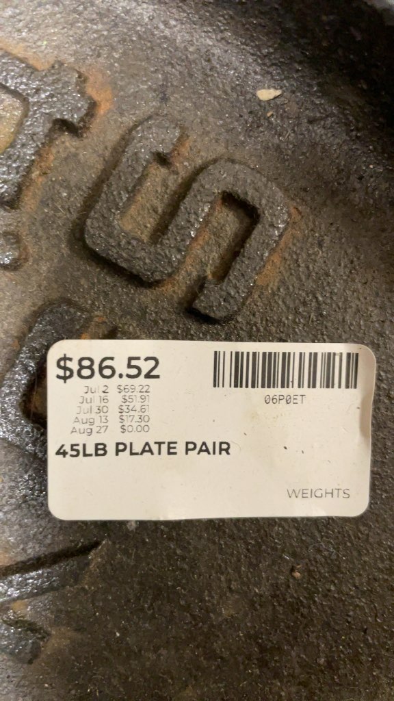 Pair of 45lb Standard Barbell Cast Iron Weight Plates