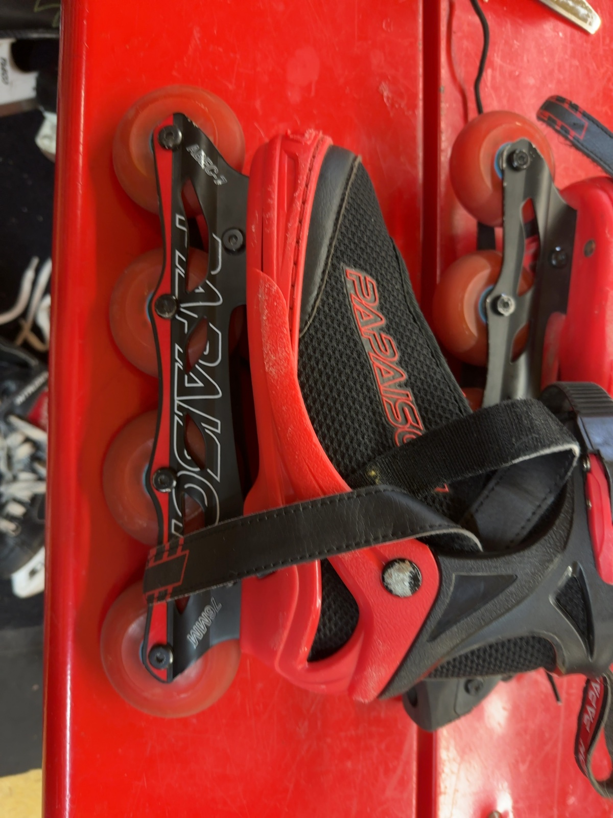 Papaison Adjustable Inline Skates - Black/Red - Size 5-7.5