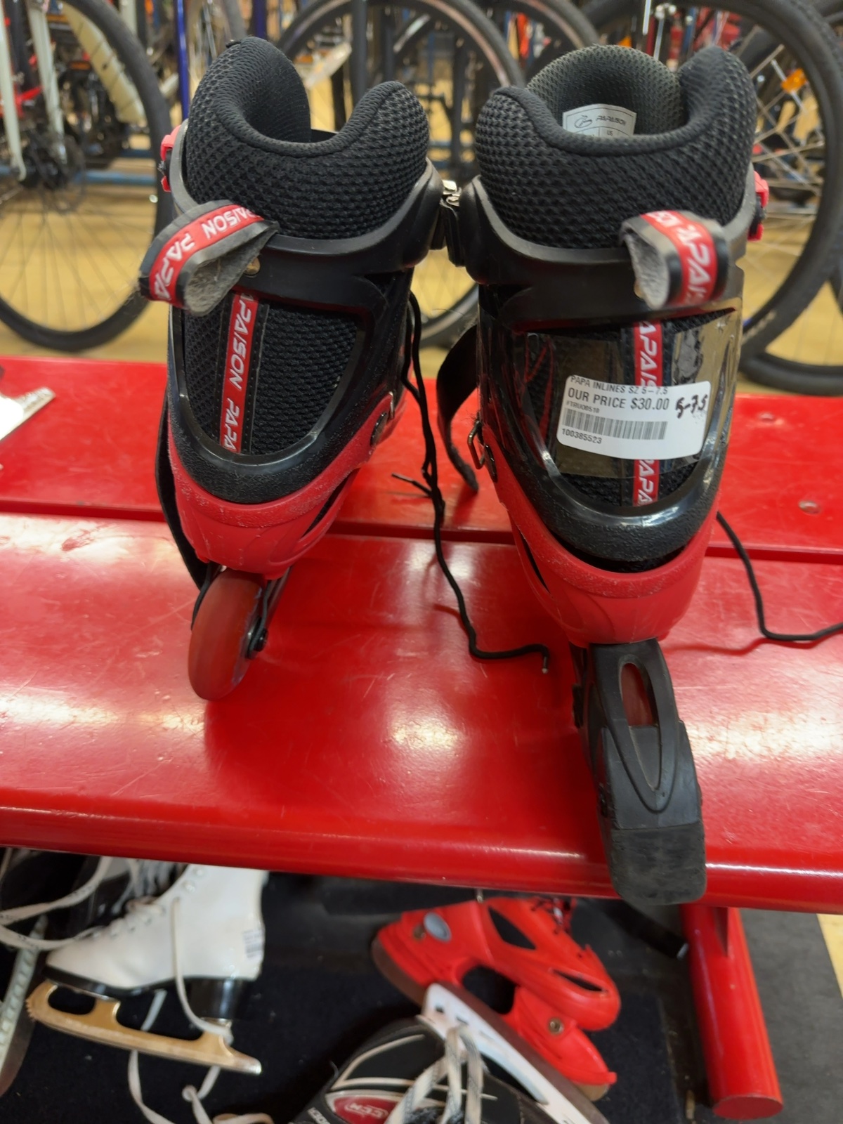 Papaison Adjustable Inline Skates - Black/Red - Size 5-7.5