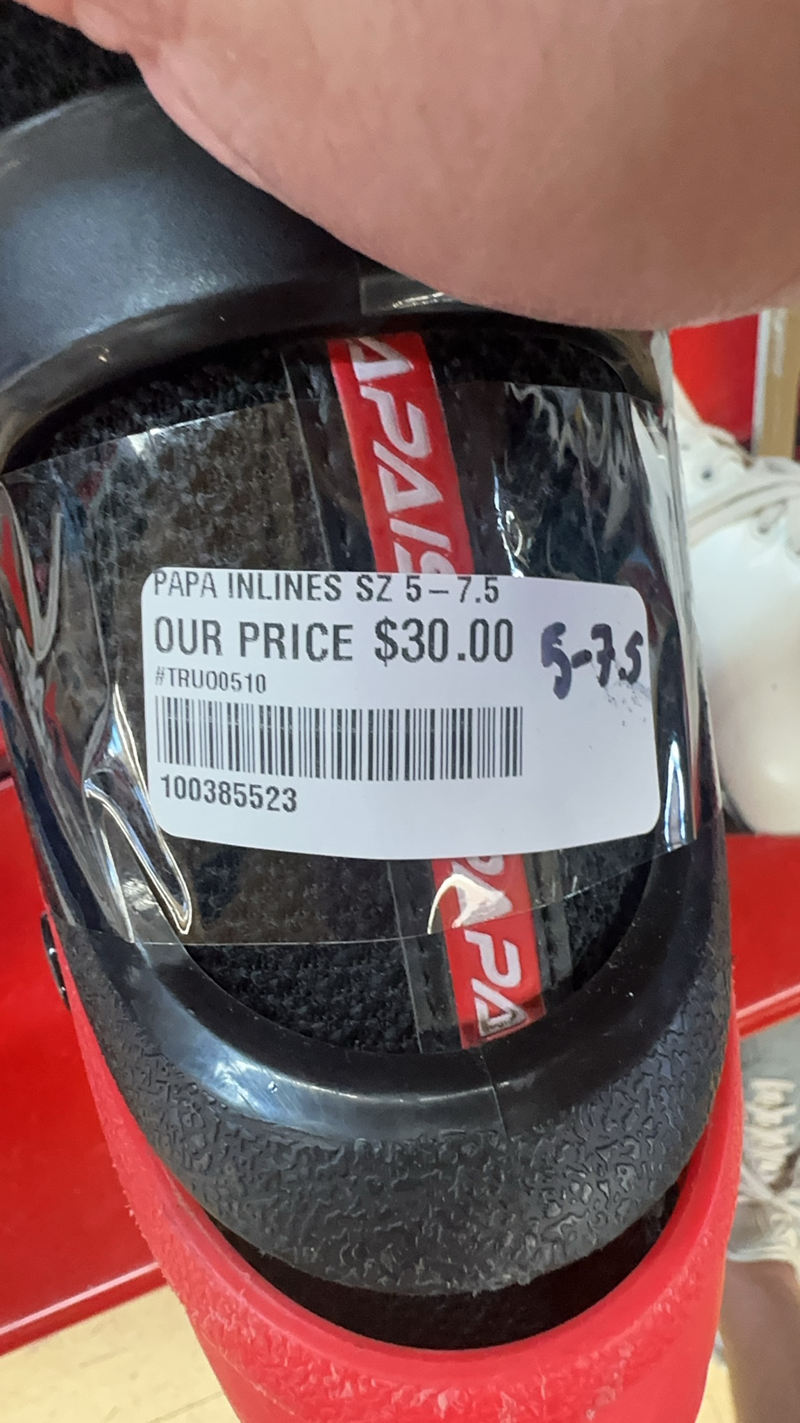 Papaison Adjustable Inline Skates - Black/Red - Size 5-7.5