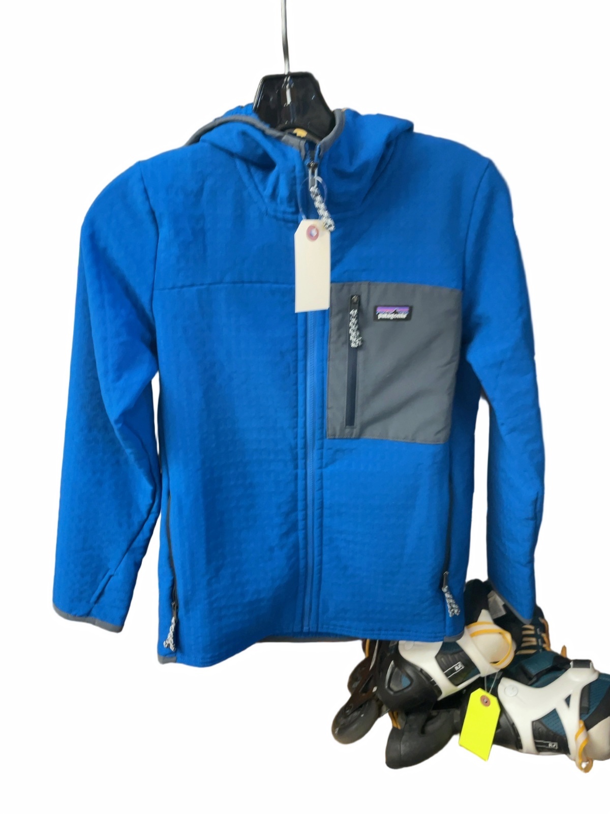 Patagonia Hooded Fleece Jacket Size 12 Blue - image 1