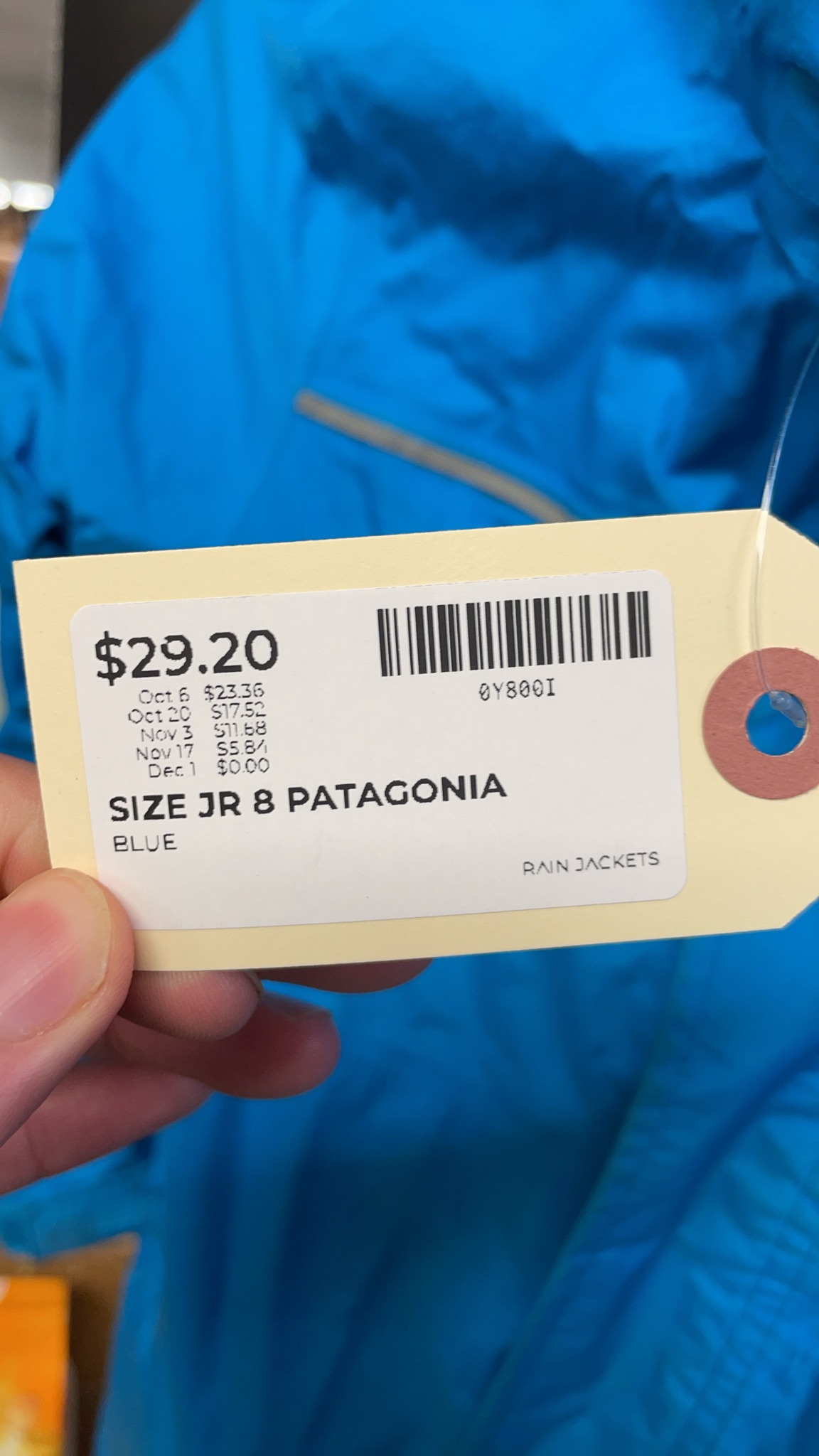 Patagonia Rain Jacket Boy's S (8) Blue