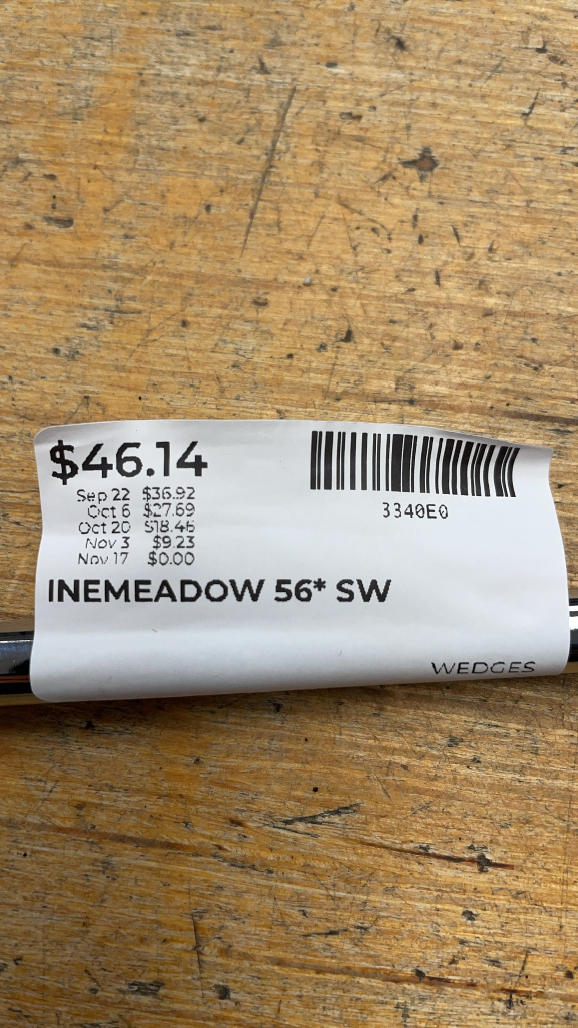 Pinemeadow Second Wedge Sand 56° Black Sand Wedge