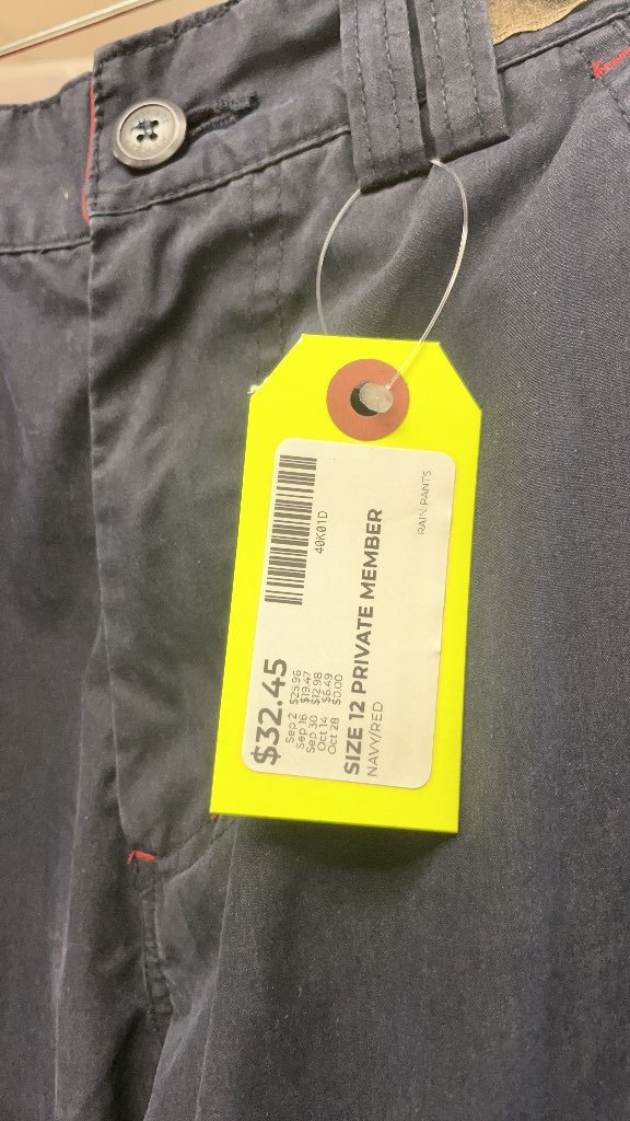 Private Member Size 12 Rain Pants