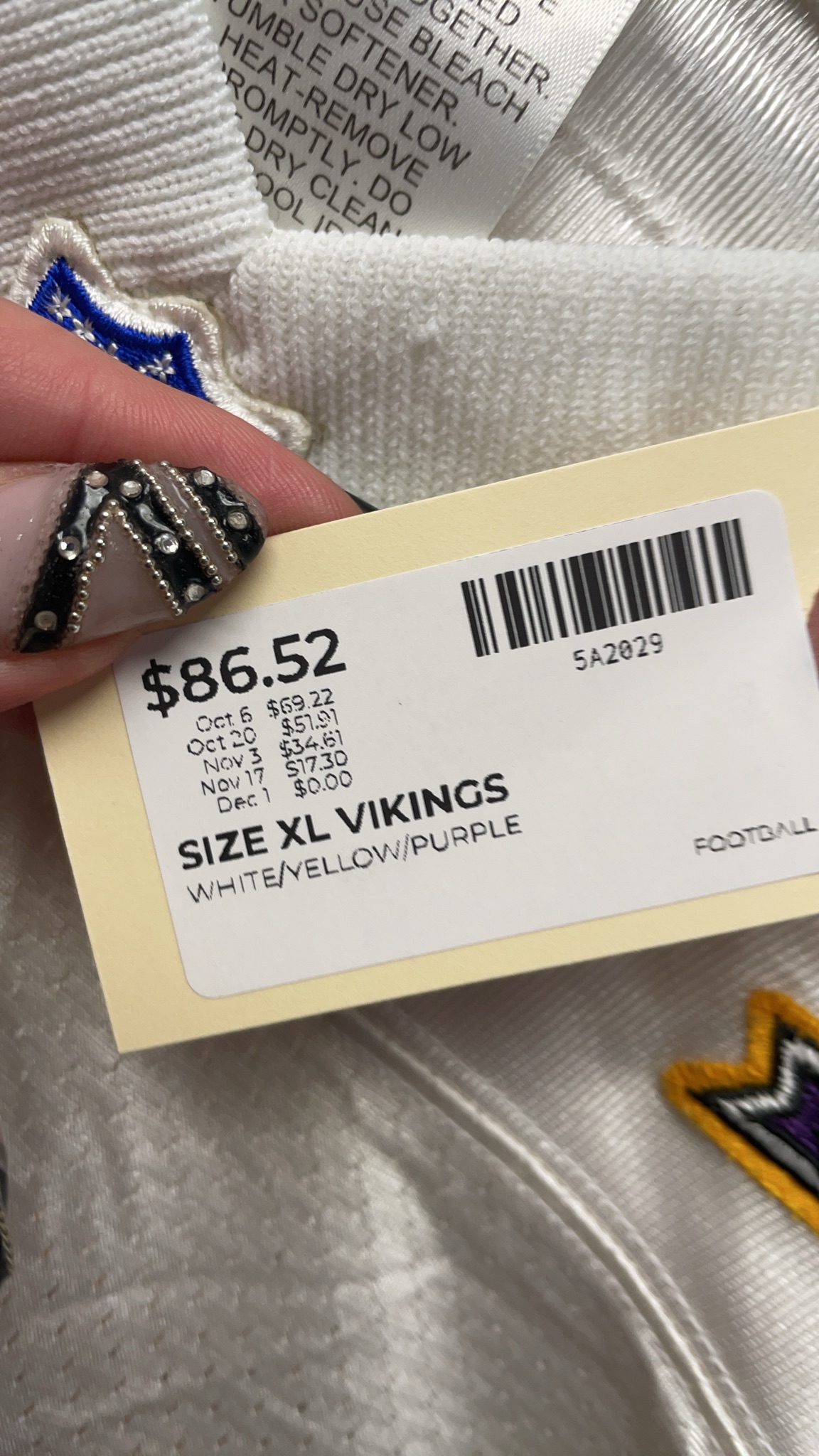 Puma Randy Moss Minnesota Vikings Size XL 40th Anniversary Jersey