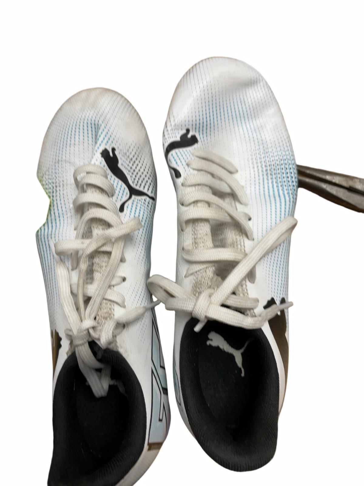 Puma Soccer Cleats Size 4 White/Blue - image 1