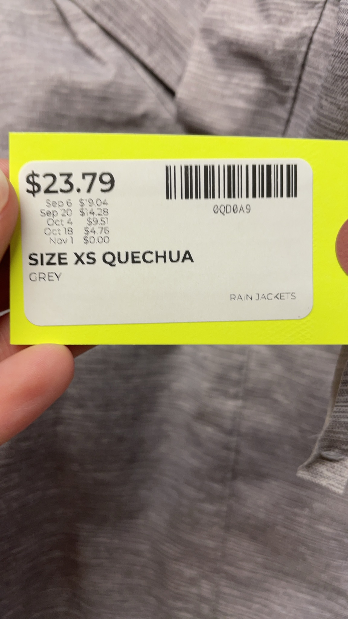 Quechua Grey Rain Jacket - Size XS