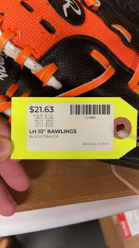 Rawlings 10" Left Hand Baseball Glove - Black/Orange