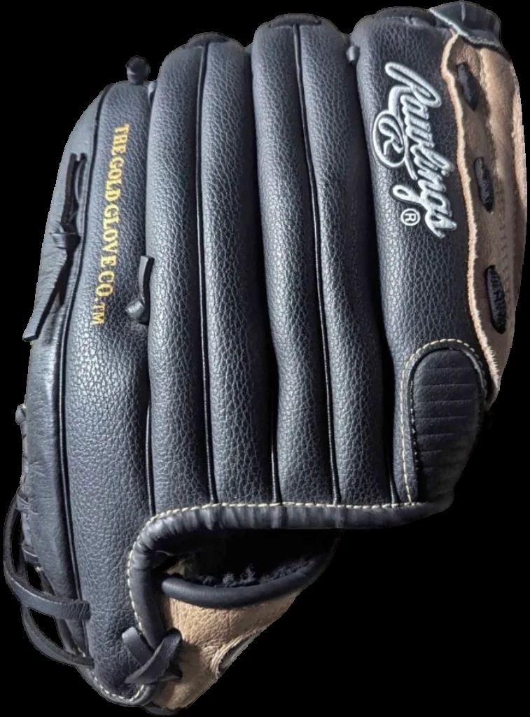 Rawlings PM120RB 12" Baseball Glove Leather Palm Black/Tan Used - image 1