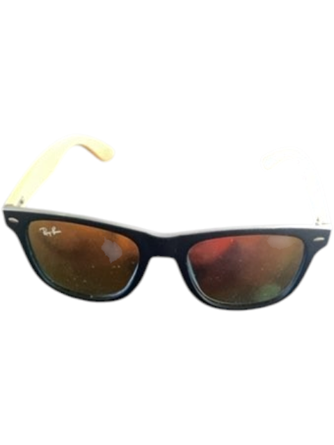 Ray-Ban Sunglasses Wayfarer Wood Temples Mirrored Lens Good Condition - image 1
