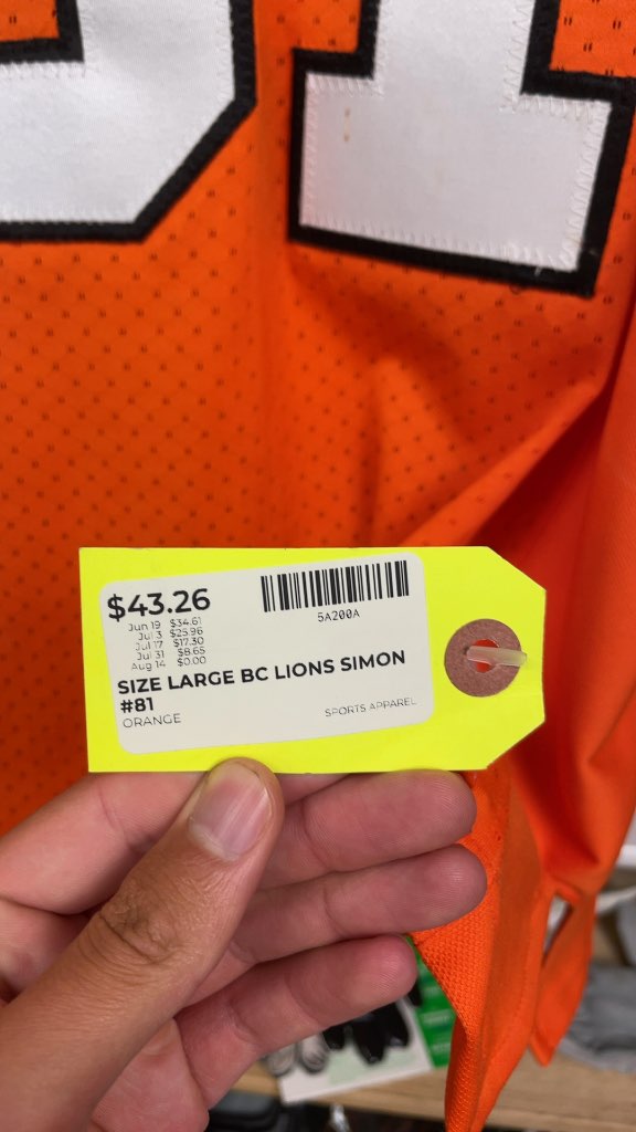 Reebok BC Lions Geroy Simon #81 CFL Jersey - Large