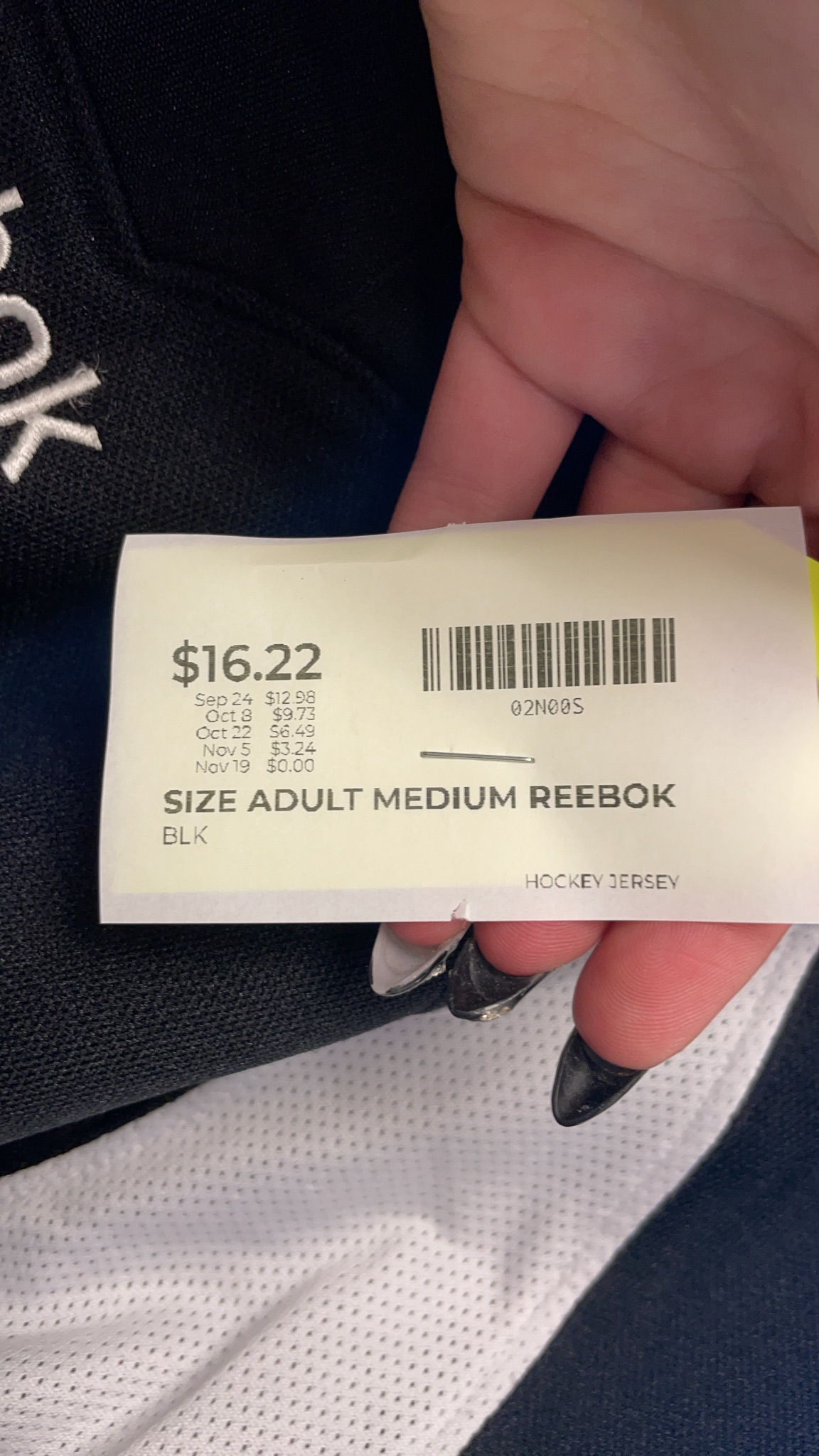 Reebok Hockey Jersey Adult Medium Black