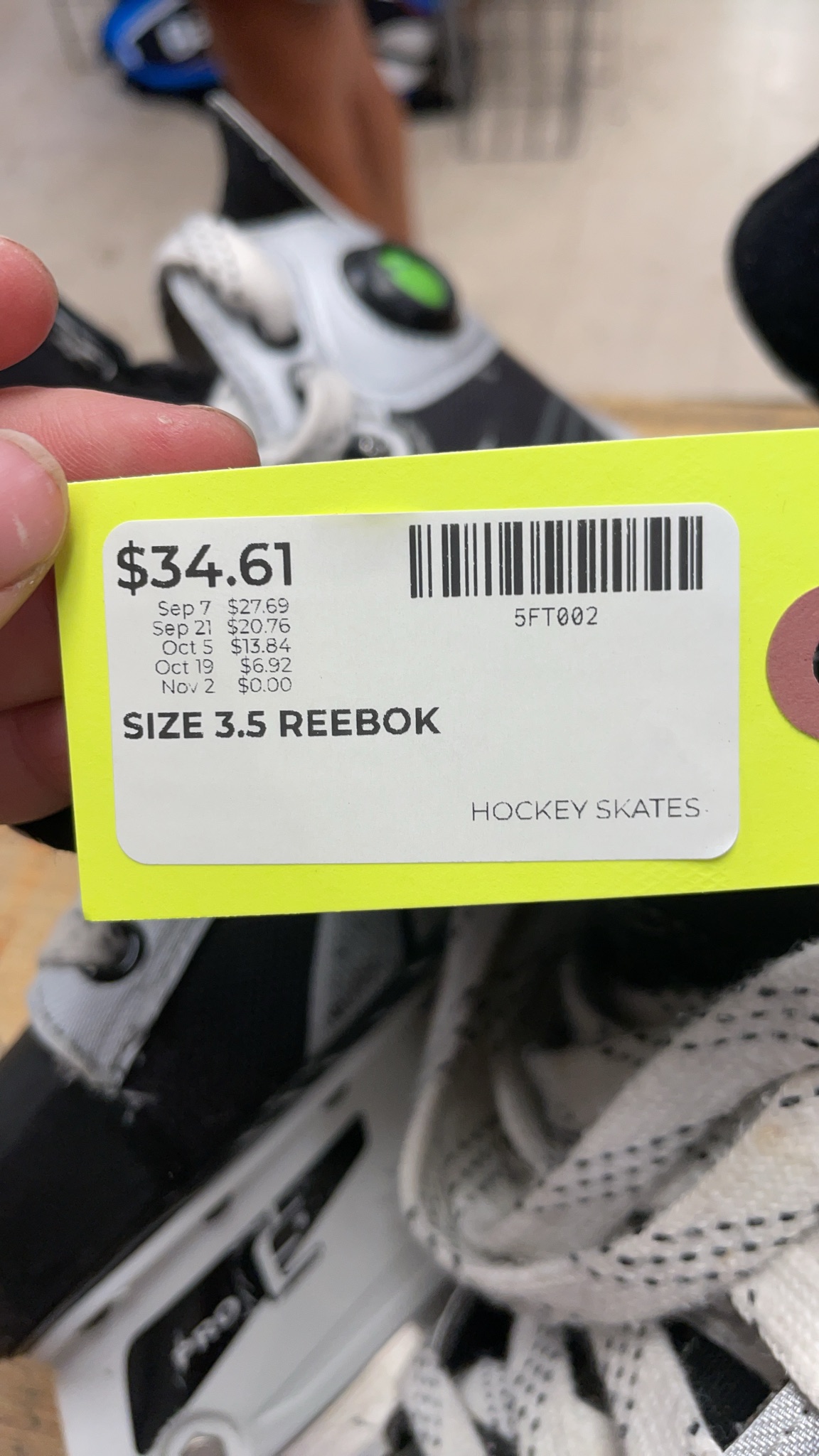 Reebok Pump Hockey Skates - Size 3.5