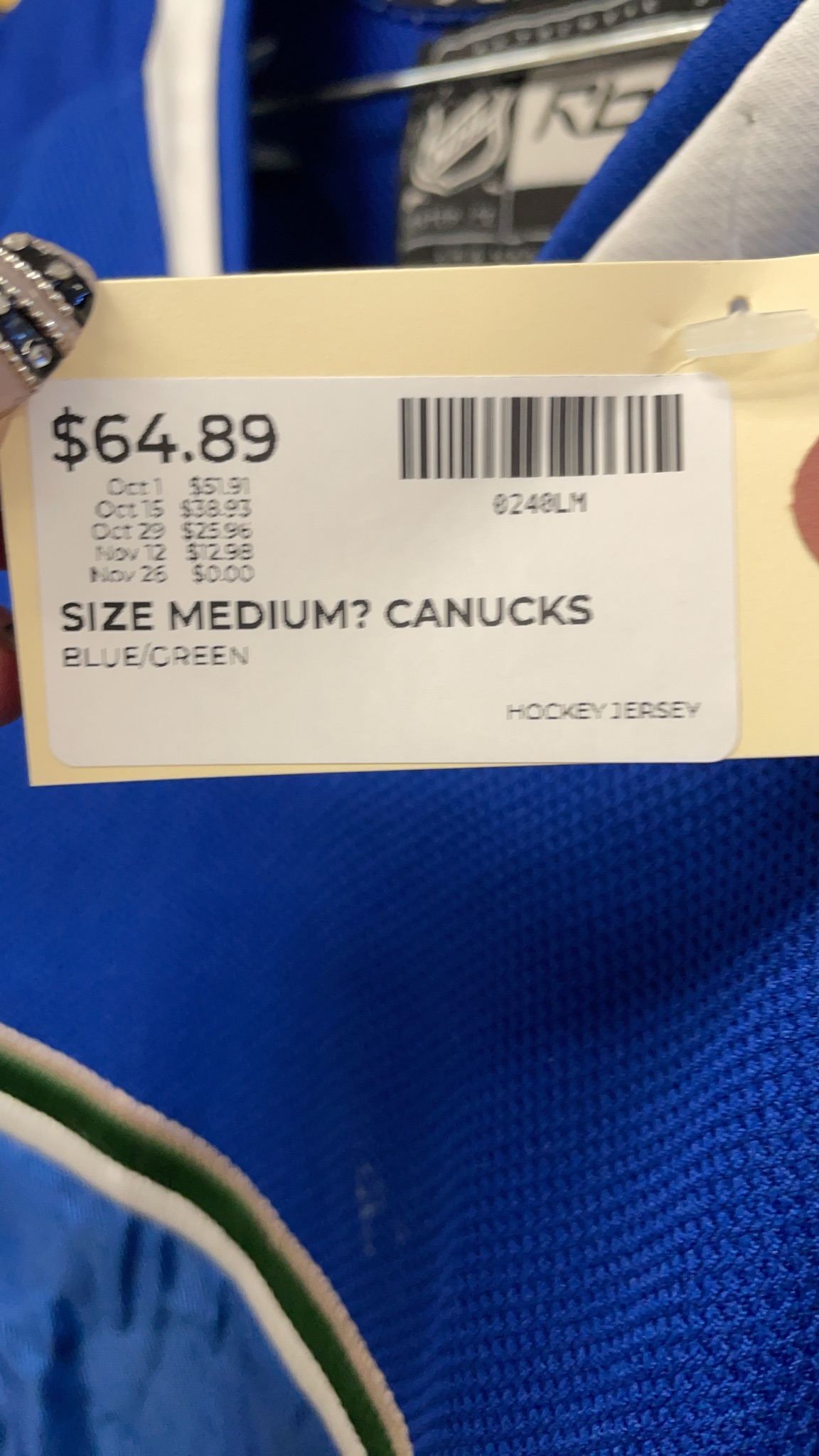 Reebok Ryan Kesler #17 Vancouver Canucks Hockey Jersey Size Medium