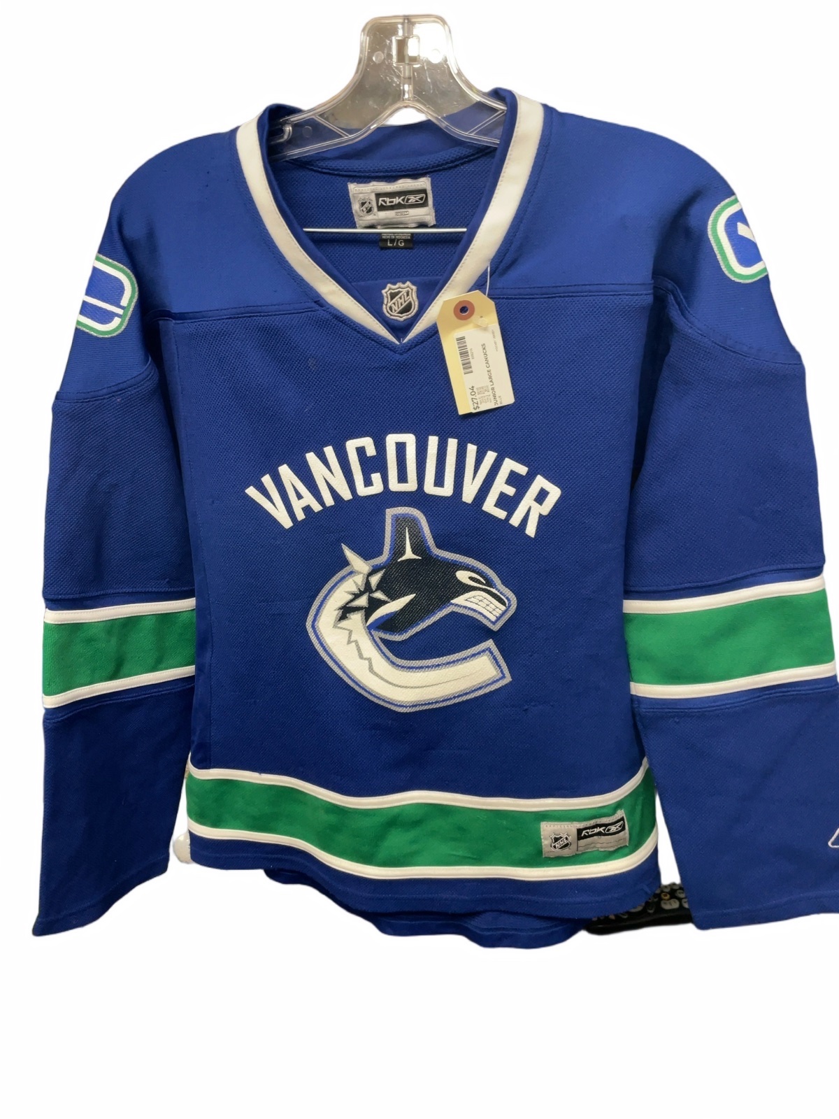 Reebok Vancouver Canucks Junior Large Blue Hockey Jersey