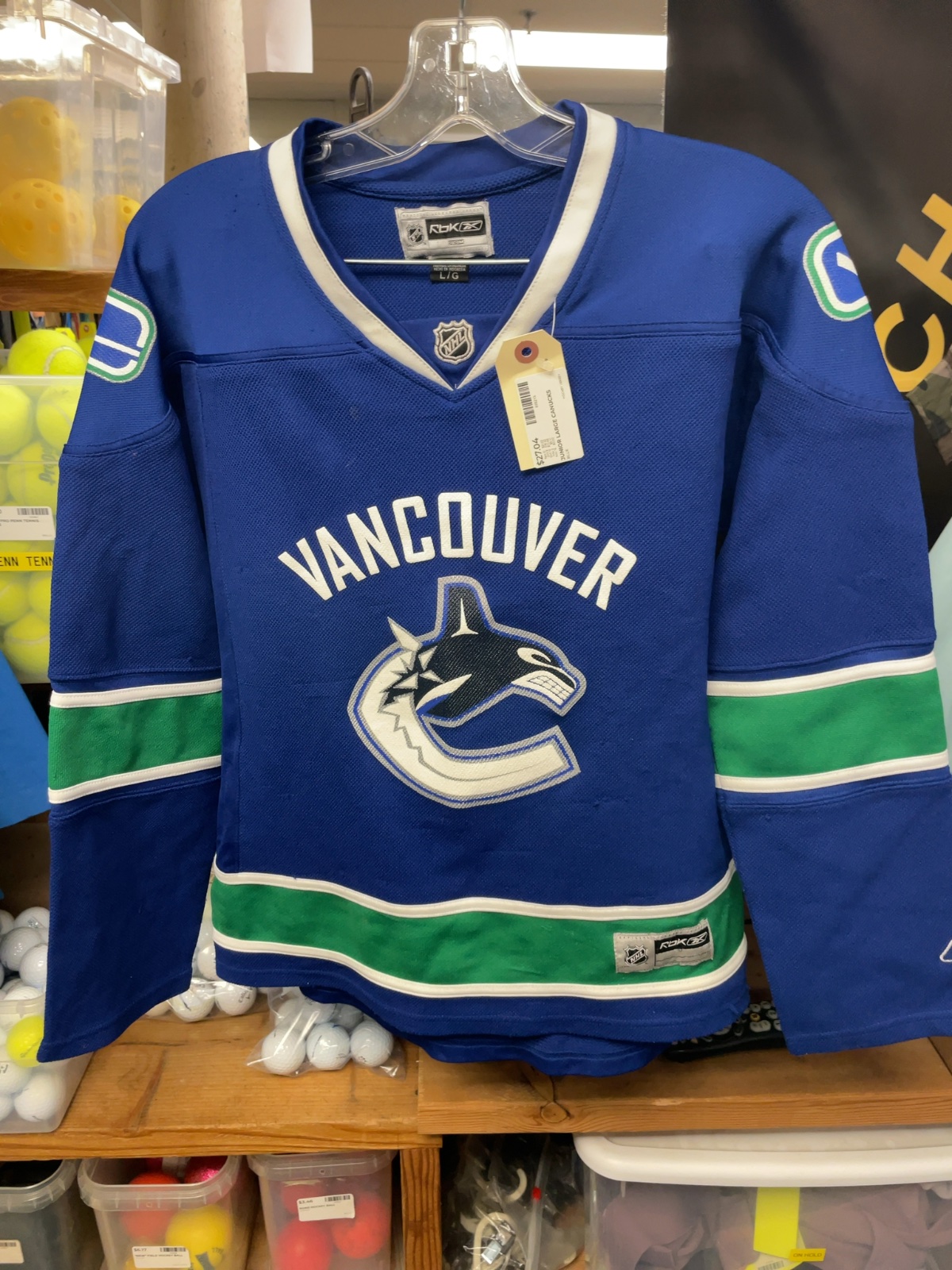 Reebok Vancouver Canucks Junior Large Blue Hockey Jersey