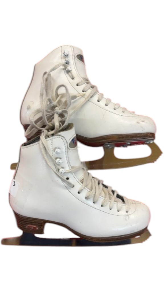 Riedell Figure Skates White Used Size 3 - image 1