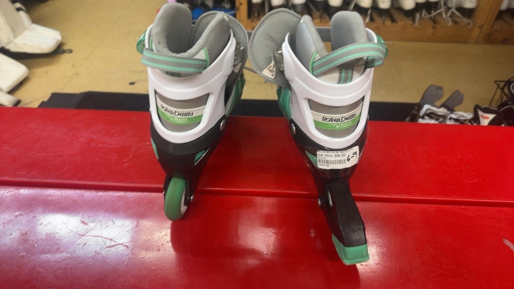 Roller Derby V-Tech 500 Adjustable Inline Skates - White/Mint Green - Size 6-9