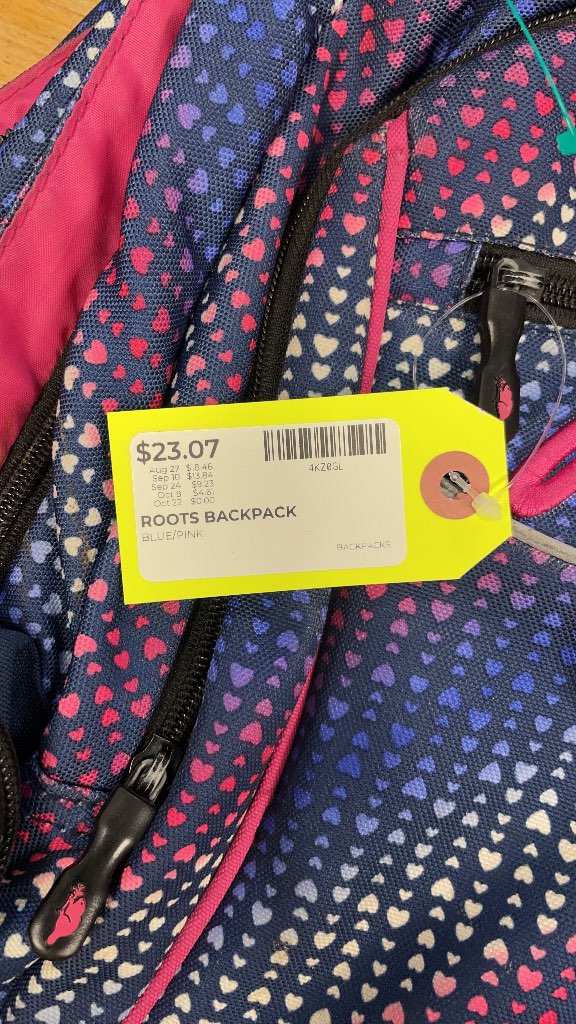 Roots Blue and Pink Heart Pattern Backpack