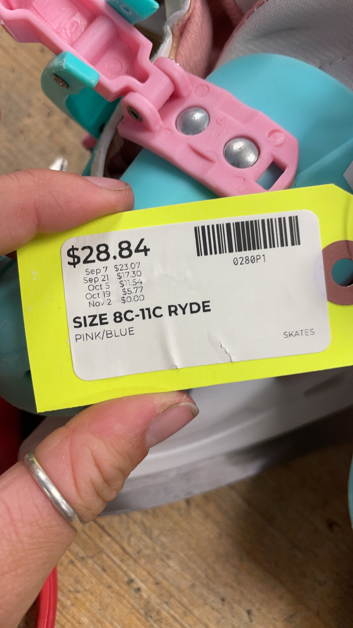 Ryde Kids' Adjustable Ice Skates - Pink/Blue - Size 8C-11C