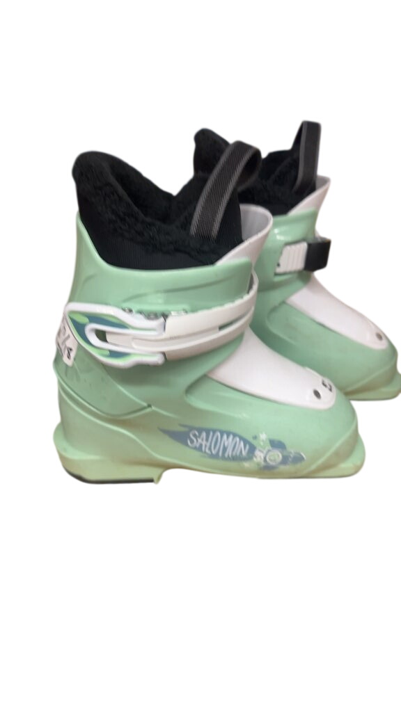 Salomon Kids Ski Boots Mint Green Used Size 17/18 - image 1