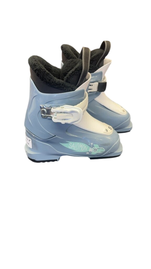 Salomon Kids Ski Boots T1 Light Blue Used Size 17.5 - image 1