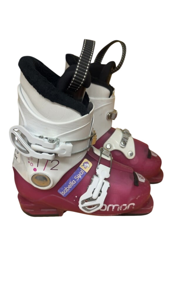 Salomon Kids T2 Ski Boots Magenta/White Used Size 19.5 - image 1