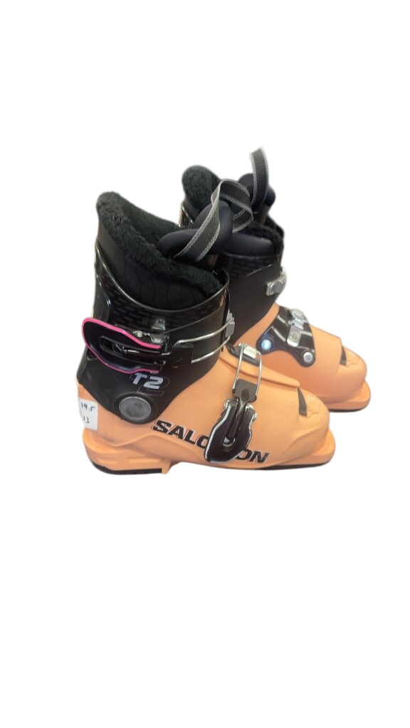 Salomon Ski Boots T2 Peach/Black Used Size 19.5 - image 1