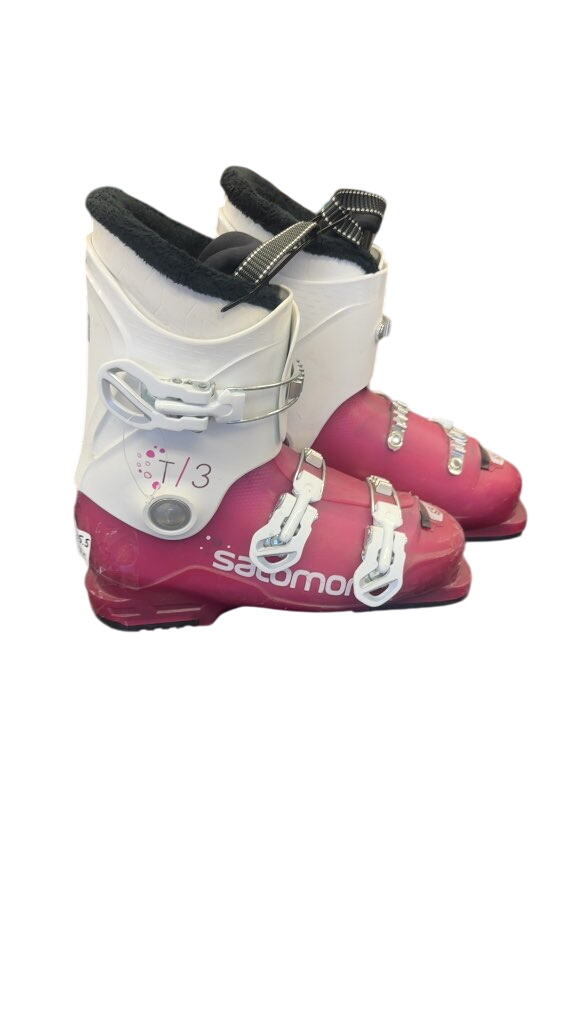 Salomon Ski Boots T3 Pink/White Used Size 25.5 - image 1