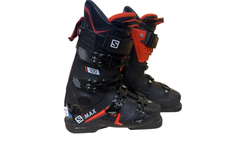 Salomon S/MAX 100 Ski Boots Black/Orange Used Size 24.5 - image 1