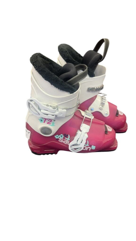 Salomon T2 Junior Ski Boots Pink/White Used Size 20.5 - image 1