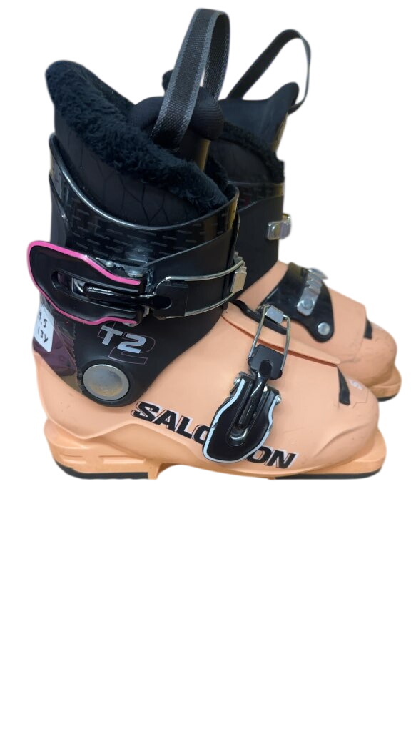 Salomon T2 Kids Ski Boots Peach/Black Used Size 19.5 - image 1