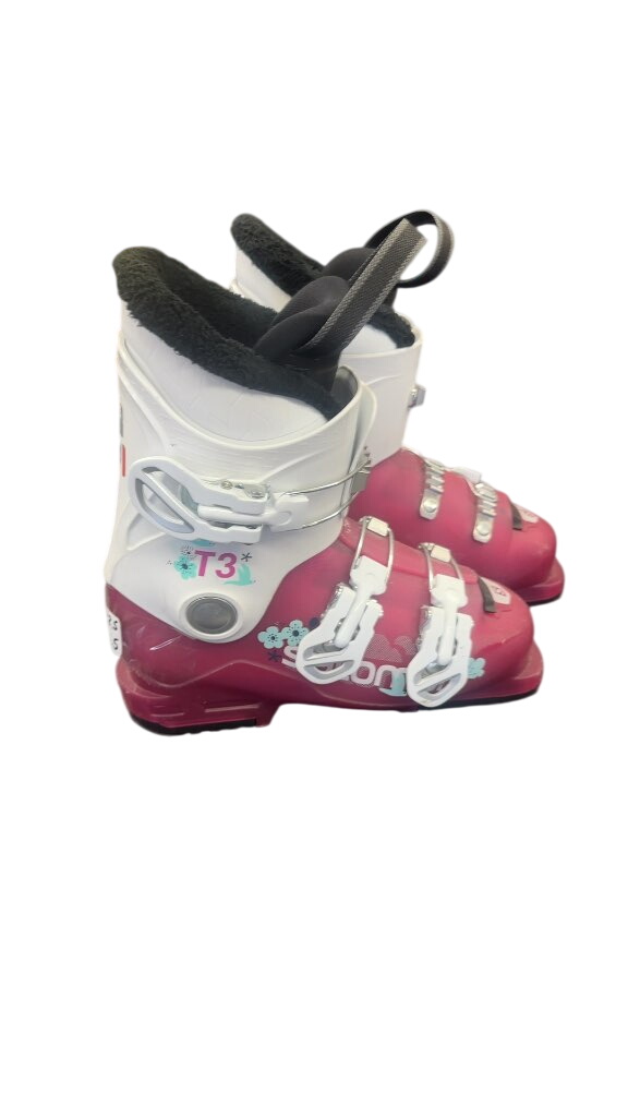 Salomon T3 Junior Ski Boots Pink/White Used Size 23.5 - image 1