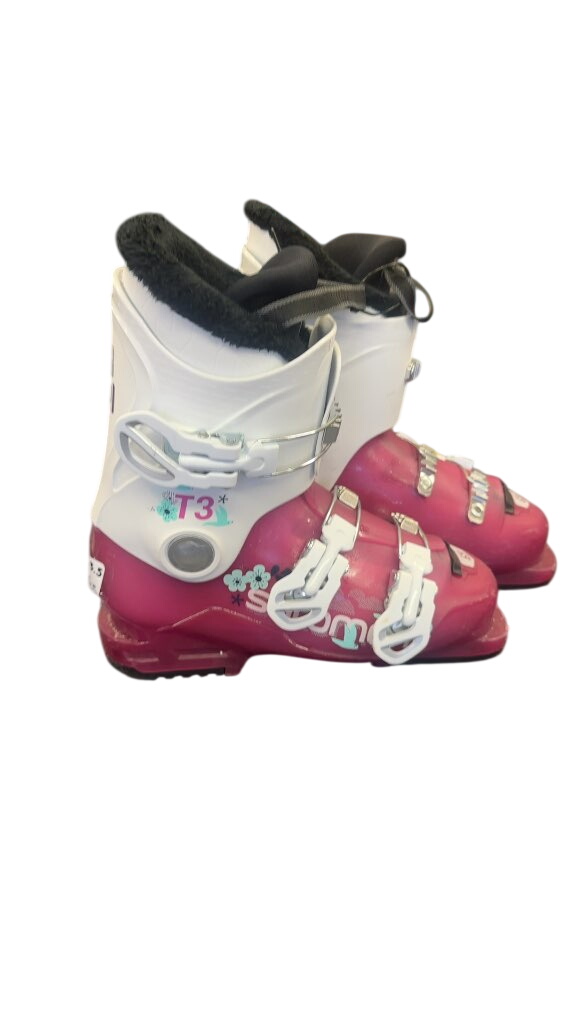Salomon T3 Junior Ski Boots Pink/White Used Size 23.5 - image 1