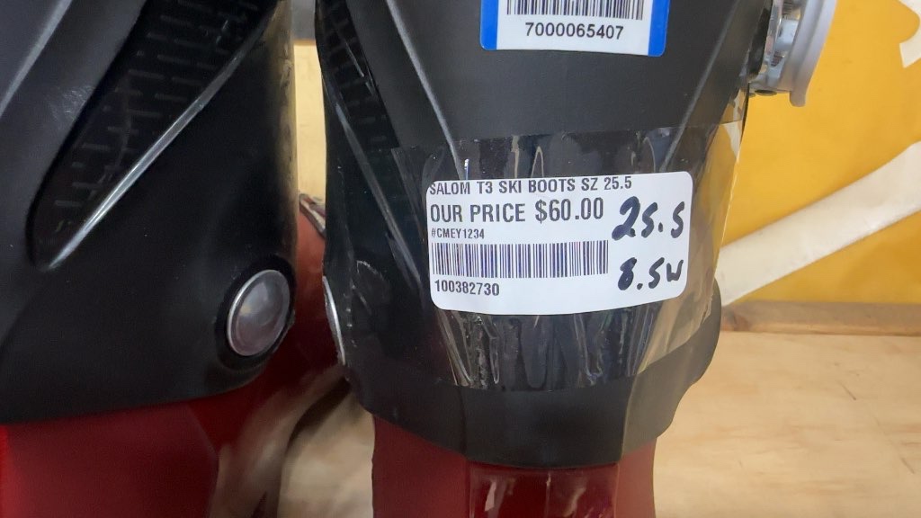Salomon T3 Ski Boots Red/Black Used Size 25.5