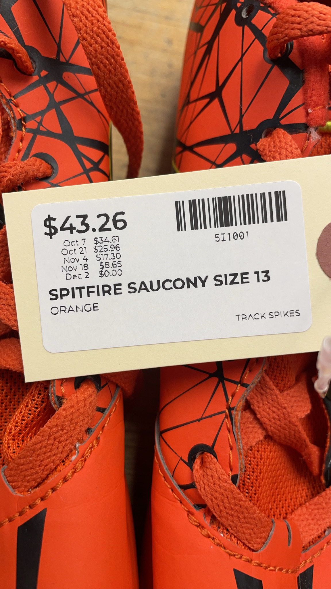 Saucony Spitfire Size 13 Track Spikes