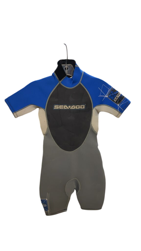 Sea-Doo Junior Shorty Wetsuit Blue/Grey Good Condition Size 10 - image 1