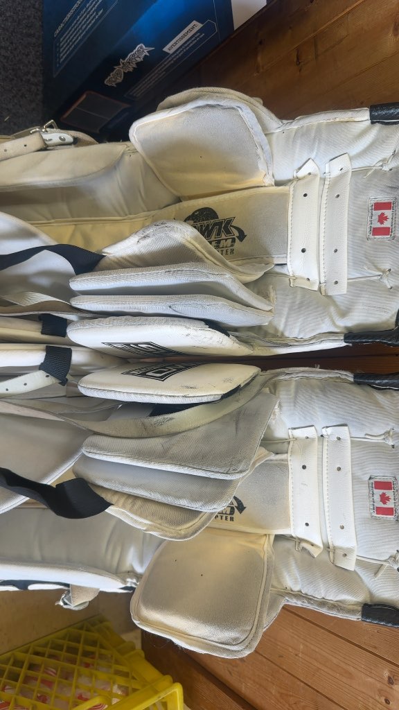 Sher-Wood Hawk System Goalie Leg Pads White/Black Used 31"